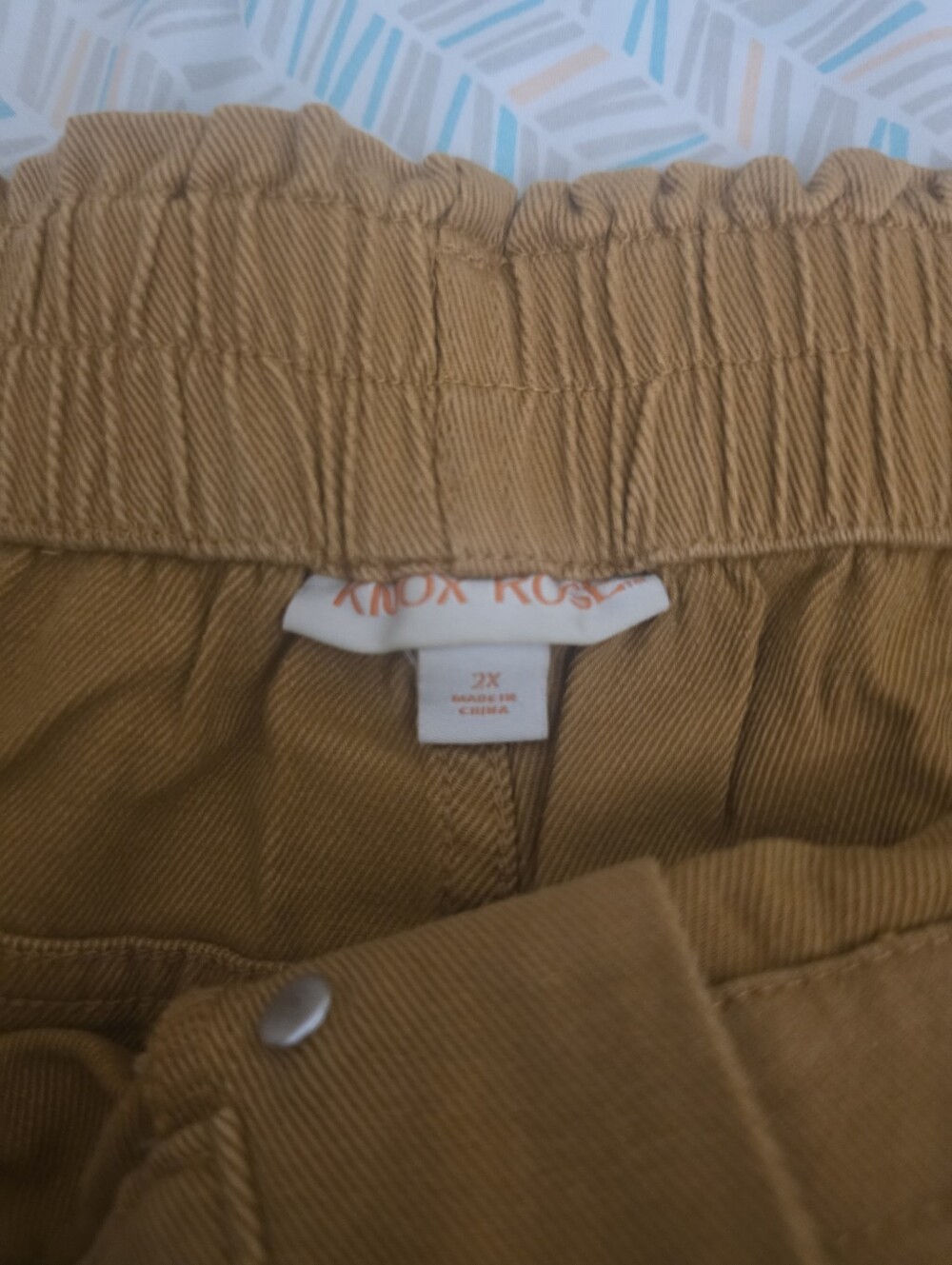 Knox Rose Women's Paperbag High Rise Button Front Shorts Tan Sand Dune Size 2X - Picture 5 of 6